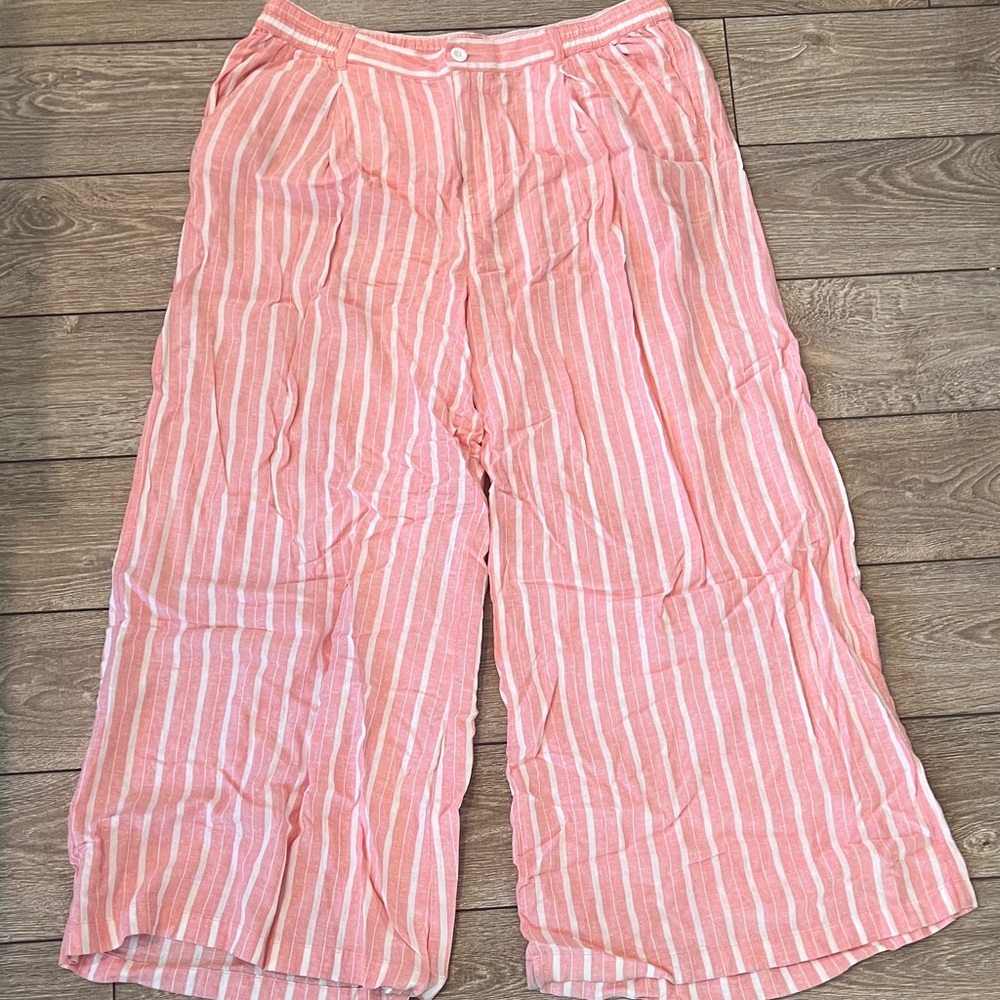 Aerie Pink Striped Wide Leg Pants